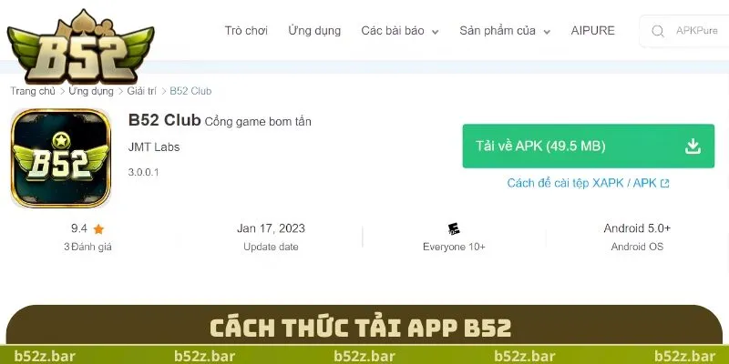 Cách thức tải app B52