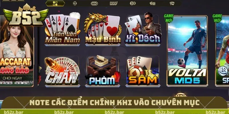 Note các điểm chính khi vào chuyên mục